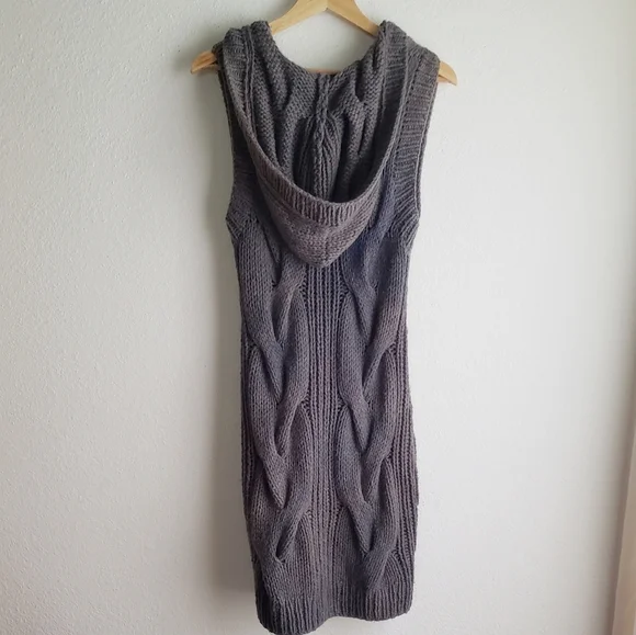 Free People Wool Blend Cable Knit Hooded Duster Cardigan Small/Med Ombre Tie Dye - Picture 5 of 13